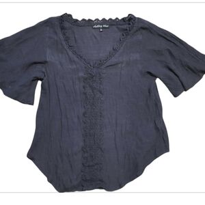 ASHLEY BLUE Boho Top Short Angel Sleeves XL